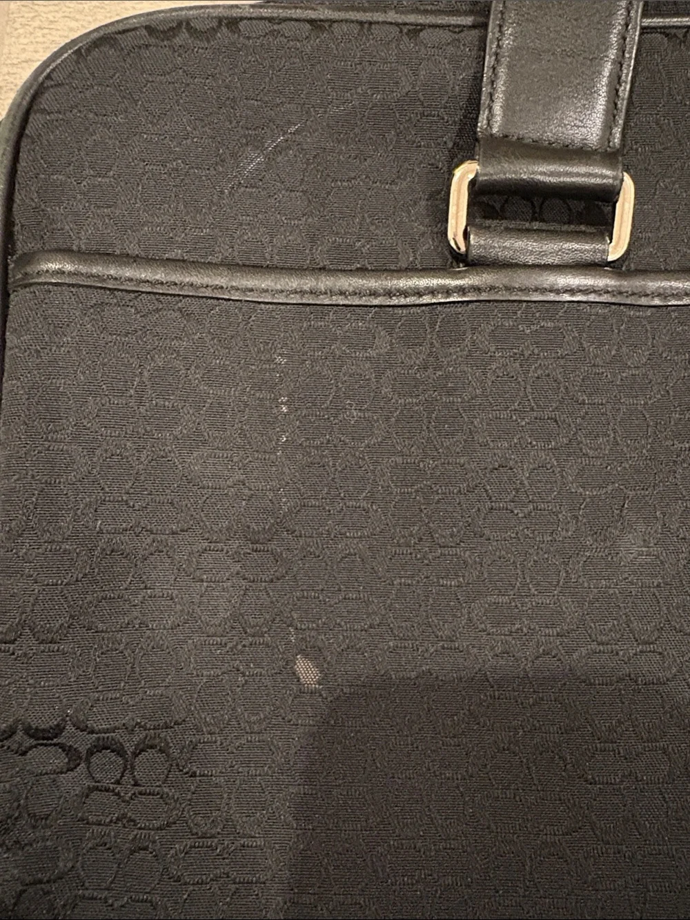 Coach Black Signature Canvas Laptop Bag with Leather Handles